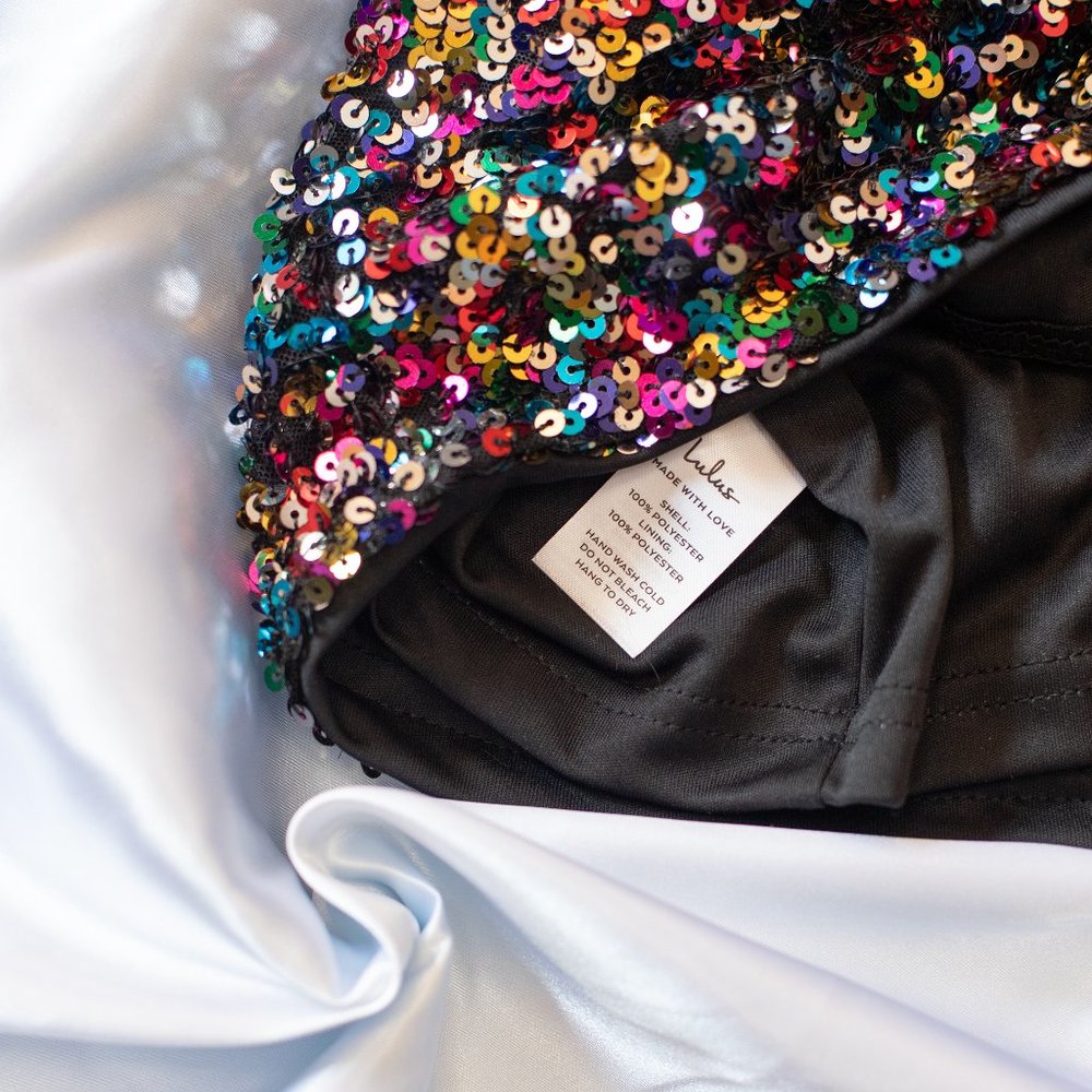 NWT Lulus Silver Multi Sequin Strapless Bodycon Mini Dress Size S - Picture 6 of 8